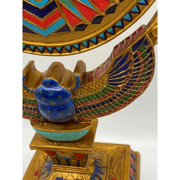 Vintage Hand painted‎ Gold,Red,Blue Scarab Beetle Double Sided Standing Mirror - Picture 8 of 15